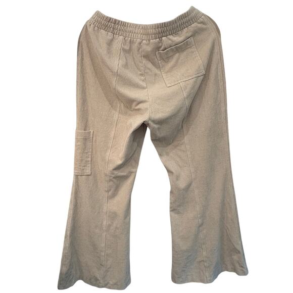 Anthropologie Daily Practice Corduroy Kick Flare Cargo Pull On Pants Medium Tan - Picture 4 of 10